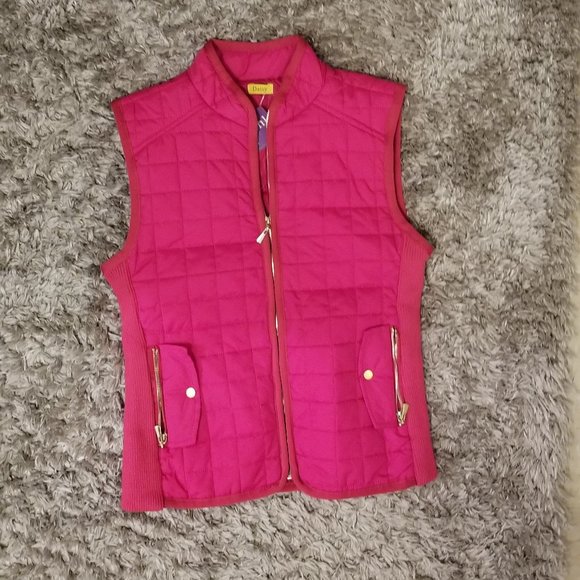 Coral Quilted Vest with Pockets - Picture 1 of 6